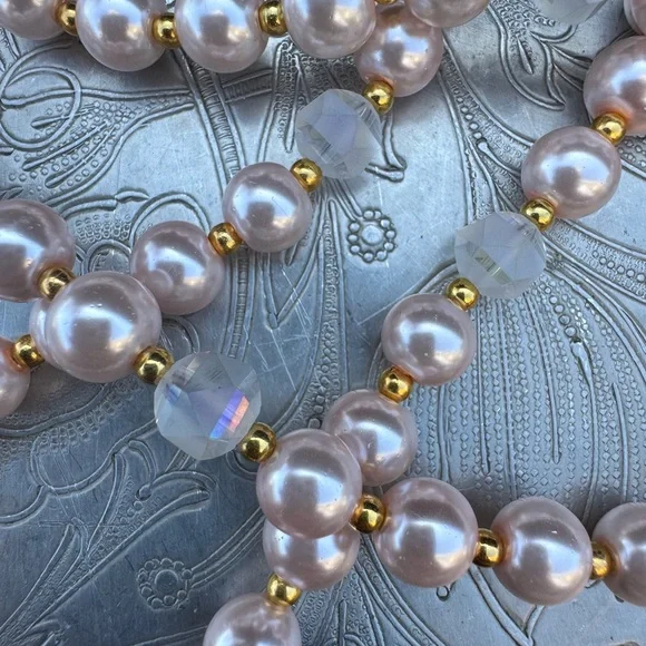 Handmade Cloisonne and Pink Pearl Necklace - Picture 5 of 8